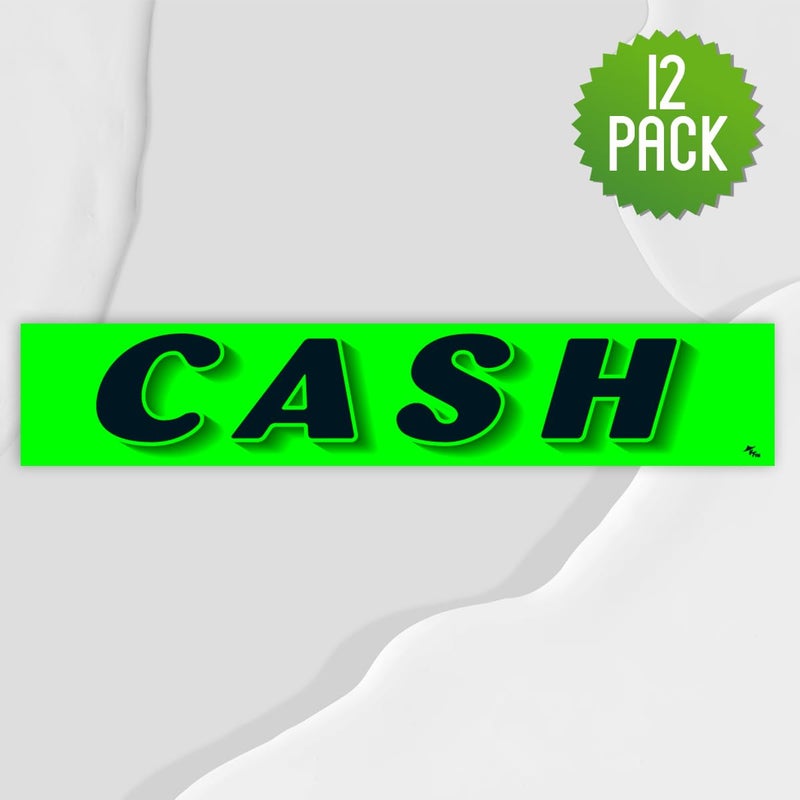 Versa-Tags Chartreuse Green Vinyl Slogan Stickers - 12-Pack for Car Dealer Windshield Advertising, Perfect for Used/New Car Truck RV Lots Slogan-Cash-Stickers - Image 4